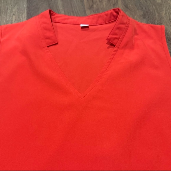 Unbranded Mock Collar Sleeveless Chiffon Blouse Women’s Size Large Orange - Picture 4 of 8